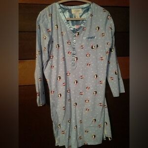 Villager by Liz Claiborne Med Long sleeve Penguin 100% Cotton Nightgown